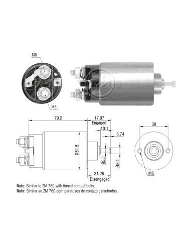 Solenoide Un T/hitachi (zm-1760 Exin 12184 Daema 35817) Arranque