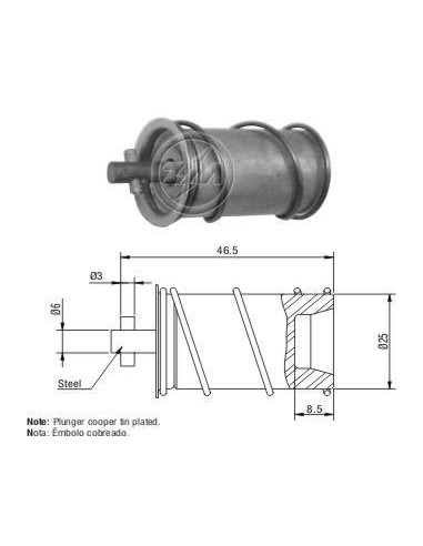 Embolo Acero Solenoide Citroen/ Peugeot/ Renault/