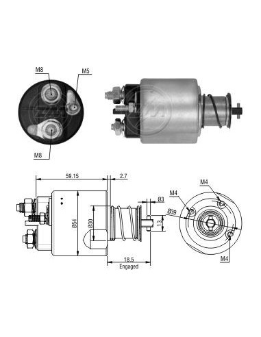 Solenoide Un Zm-3492 Pe-re 206/clio/kangoo