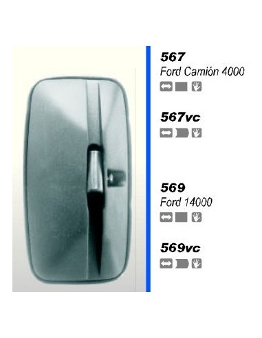 Espejos Fo-mb 4000/14000/709/710/913 (592b, 567, 569) Ext 180 X 300mm Izq/der Curvo Solo Espejo