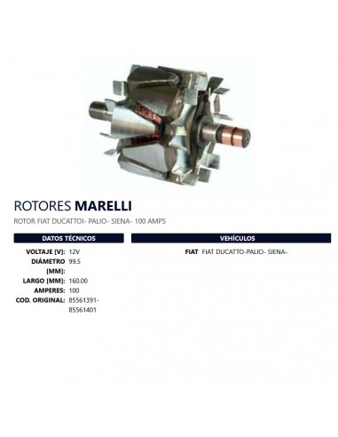 Rotor Un T/marelli 12v (oem:85561391-85561401) Fi Ducato/palio/siena 100a D99,5 L160