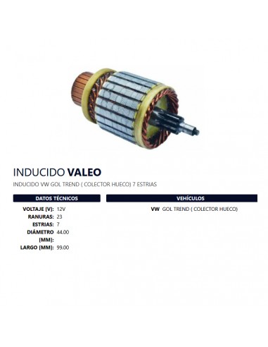 Inducido Un T/valeo 12v Ra23 Es7 D44 L99 Vw Gol Trend (colector Hueco) (no)