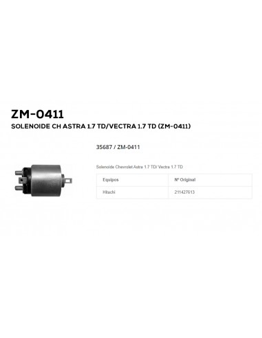 Solenoide Ch Astra 1.7 Td/vectra 1.7 Td (zm-0411)